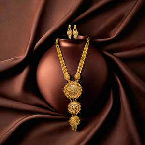 Boucles d'oreilles collier sur mesure OEM serties d'un ensemble de boucles d'oreilles collier de style unique en plaqué or 22 carats pour femmes bijoux - Product Image 3