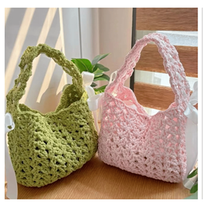 Sac en crochet en coton, sac à bandoulière pour transporter des livres, des courses et des voyages de week-end, fabrication vietnamienne - Product Image 1