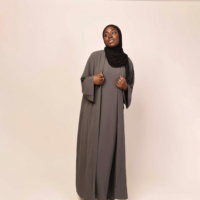 Robe Abaya Islamique Simple et Modeste pour Femmes, Manches Longues, Longueur au Sol, Couleur Unie, Viscose, Col Rond, Tenue Casual