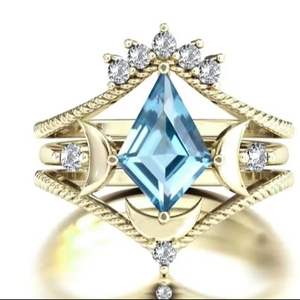 Kite Cut Sky Blue Topaz Engagement <b>Ring</b> <b>925</b> Sterling <b>Silver</b> Classic Gemstone Wedding <b>Ring</b> Elegant Party Jewelry Gift for Women - Product Image 1