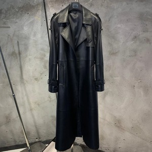 Manteau en cuir gaufré croco Manteau long en peau de mouton véritable pour dames Coupe-vent en cuir de mouton véritable Cuir de haute qualité - Product Image 6