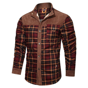 Chemise en flanelle à carreaux bleu-vert pour homme, veste tactique en flanelle doublée de polaire pour activités de plein air, haut thermique - Product Image 3