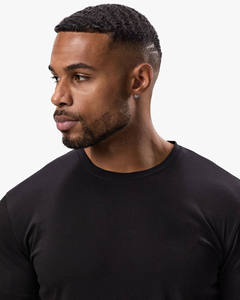 T-shirt pour homme en coton 95% et élasthanne 5%, coupe ajustée, taille plus, col rond, broderie 3D personnalisée, vêtements d'entraînement, t-shirts de sport pour homme - Product Image 3