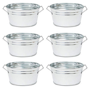 Maceta de flores ovalada de Metal galvanizado con asas, acabado plateado para jardín, granja, decoración del hogar, maceta de flores, bañera - Product Image 4