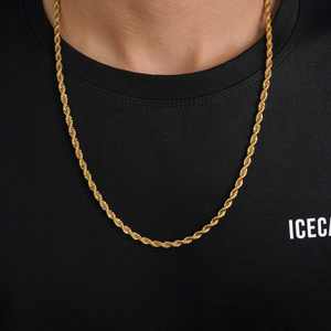 Cadena de Oro de 14K Chapada en Rodio de 4MM con Diamantes y Perlas, Cadena de Eslabones Moderna para Bodas, Fiestas, Ocasiones Religiosas, Regalo - Product Image 1