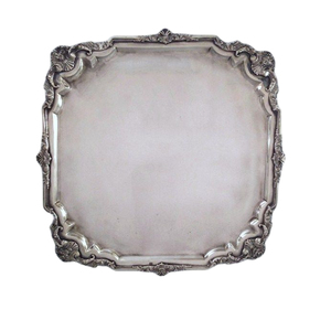 Plato de Presentación Redondo Clásico de Metal Plateado, Bandeja de Servir de Acero Inoxidable con Borde Festoneado para Bodas y Decoración del Hogar, Buen Precio - Product Image 2