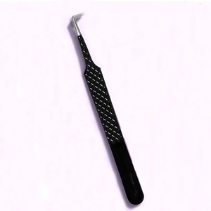 Pinzas de Extensión de Pestañas de Acero Inoxidable Ultra Finas con Punta en L de 90 Grados para Aplicación Precisa de Pestañas y Trabajo de Volumen - Product Image 1