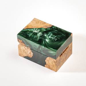 Custom Engagement <b>Ring</b> Box Unique <b>Resin</b> & Wood Proposal Box for Storage & Jewelry Organizer Featuring Bone Material - Product Image 4