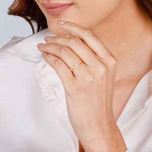 Bague en grappe de diamants plaqué or rose pour quatuor géométrique incrustation sans ternissure avec style d'éternité hip-hop à la mode - Product Image 1