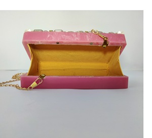 <b>Pink</b> Color Indian Handicraft Resin Custom Type <b>Clutch</b> <b>Bag</b> for Women - Product Image 4