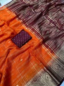 Prachtige, luxe, zachte Kanjivaram weefsaree met gouden zari pallu en rand, dames saree, gemaakt in India, op voorraad - Product Image 3
