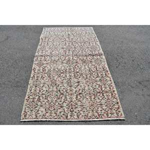 Tapis turc Vintage classique 3.8 X 6.8ft traditionnel blanc fait à la main laine Patchwork Design Latex support Rectangle couloir 10mm - Product Image 1