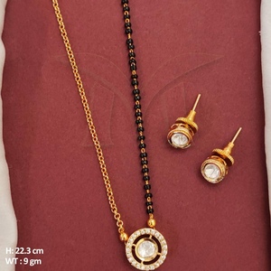Forma redonda Kundan piedras accesorios de joyería alto oro pulido piedras completas Kundan diseñador Mangalsutra conjuntos de joyería - Product Image 1