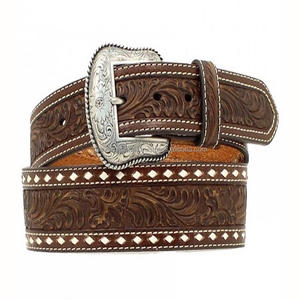 Look vintage ceinture occidentale en cuir vieilli boucle amovible en métal chromé cuir grain supérieur ceinture usinée prix de gros d'usine - Product Image 6