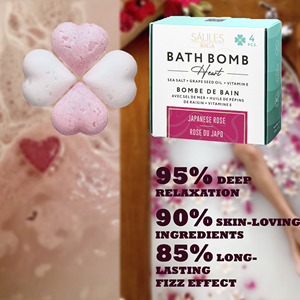 Juego de Bombas de Baño Orgánicas de Lujo, 4 Bombas de Baño en Forma de Corazón con Aroma a Rosa <span class=keywords><strong>Japonesa</strong></span> para el Cuerpo, Caja de Regalo OEM ODM para el Día de San Valentín - Product Image 3