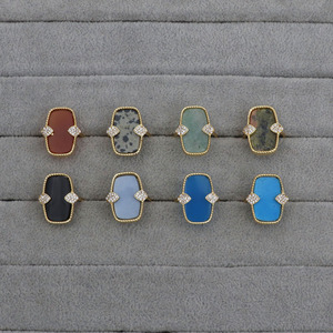 Anillos de moda minimalistas de piedras preciosas azul turquesa y CZ Ajuste de pinza chapada en oro para compromiso o fiesta anillos joyería - Product Image 6