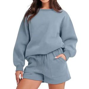 100% coton respirant léger hiver survêtements cou Gym Fitness ensembles régulier grande taille Shorts de course sweats à capuche décontractés - Product Image 4