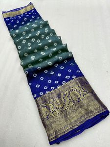 Soie de coton traditionnelle indienne avec Bandhej imprimé Saree femme fabricant de mode et fournisseur de Surat au taux le plus bas - Product Image 3