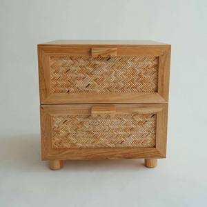 Haute qualité moderne bois rotin armoire chevet bohème rotin naturel table de chevet avec rangement meubles de maison du Vietnam - Product Image 2