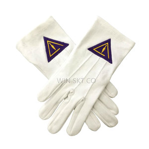 Maçons gratuits Gants maçonniques simples de haute qualité Logo brodé 100% coton lavable pour un usage quotidien Saisons d'hiver/d'été Maçonnique - Product Image 5