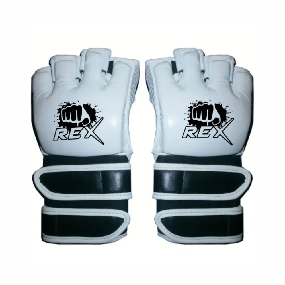 Luvas de mma branca personalizadas, luvas de couro genuíno para treino, mistas, artes marciais, luta, rex