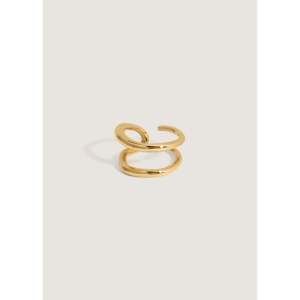 Lena Double Passage Geometric Ring/Ear <b>Cuff</b> <b>Earrings</b> Gold Plated Sculptural Trendy Copper Pearl Diamond for Weddings Parties - Product Image 3