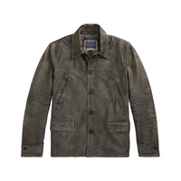 Manteau d'hiver pour homme en cuir de vachette indigo de haute qualité, vintage, teint à la main, gaufré, long, avec doublure à carreaux et boutons en corne, personnalisable