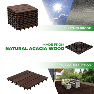 Venta caliente 2024-HPW-04 Balcón Piso al aire libre Azulejo de madera de acacia Clásico Moderno Antideslizante Textura de madera maciza para decoración hecha - Product Image 4