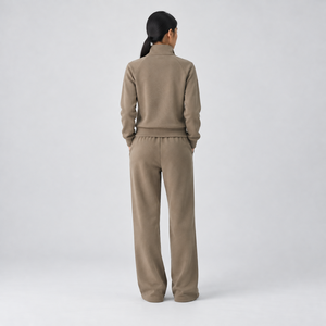 Custom <b>Womens</b> Fleece Tracksuit Full Zip Stand Collar <b>Jacket</b> Wide Leg Sweatpants Set Casual Sweatsuit Two Piece - Product Image 3