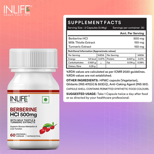 Meilleure Qualité 60 Veg Capsules Berbérine HCl 500mg avec Curcuma Chardon-Marie Complément Bienfaits pour la Santé pour Adultes - Product Image 3