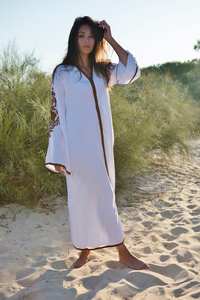 Robe de soirée longue à manches larges pour femmes, tenue de soirée, à manches longues, avec broderie personnalisée, décontractée - Product Image 3