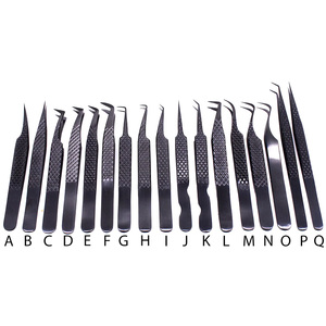 Extensions de cils en acier inoxydable 45 75 90 degrés Logo personnalisé gratuit Pince à épiler Embouts en fibre Volume incurvé pince à épiler couleur plasma noir - Product Image 5