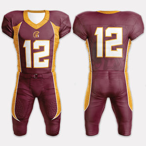 Uniformes de fútbol americano de poliéster 100% para jóvenes, conjuntos lisos sublimados de alta calidad, mangas cortas, diseño transpirable de talla grande - Product Image 3