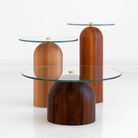 Offre Spéciale en bois au design moderne et durable en verre trempé table basse en matériaux mixtes meubles de maison en verre miroir