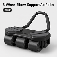 Rouleau abdominal à 6 roues avec rebond automatique et support pour les coudes, roue abdominale pliable pour l'entraînement des abdominaux, équipement de gym à domicile pour hommes et femmes