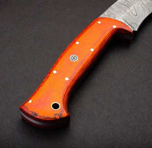 Cuchillo de caza táctico al aire libre OEM de acero inoxidable con hoja fija de acero de Damasco y mango de madera para acampar - Product Image 5