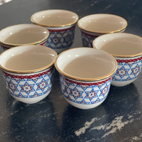 Ensemble de tasses et soucoupes en céramique et porcelaine de style arabe-américain pour thé et café, écologiques, motifs variés, poignée avec bordure en or véritable
