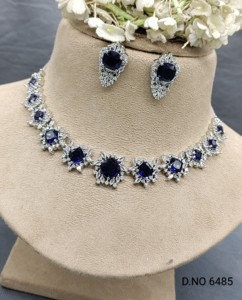 Ensemble de collier pour femme en laiton plaqué rhodium avec zircon CZ classique pour cadeau - SKU 6485 C3 - Product Image 3