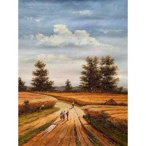 Dipinti a Olio Astratti Moderni 100% Fatti a Mano 20\"x24\" su Tela, Paesaggio Classico con Alberi per Decorazione Murale del Soggiorno - Product Image 3