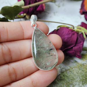 จี้เงินแท้ 925 รูปหยดน้ำประดับพลอยเพรไนต์ |   เครื่องประดับทำมือขายส่งจำนวนมาก - Product Image 3