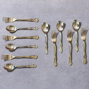 Juegos de cubiertos decorativos de mesa de acero inoxidable con mango de Metal para restaurantes de lujo, cocina casera con tamaño personalizado - Product Image 2