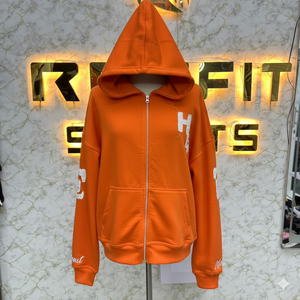 Sudadera con Capucha de Alta Calidad, Material Superior, Cierre con Cremallera, Estilo Desgastado, Chaqueta con Cremallera y Pedrería, Lavado Ácido, Sudadera de Forro Polar para Hombre, Estilo Urbano - Product Image 1