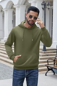 Sweats à capuche décontractés d'hiver pour hommes couleur unie 100% coton coupe régulière séchage rapide écologique respirant vêtements de mode - Product Image 2