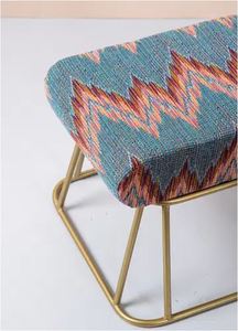 Fancy rectangular footrests ottoman gold metal legs sitting <b>stool</b> usage home hotel room restaurant indoor outdoor living room - Product Image 3