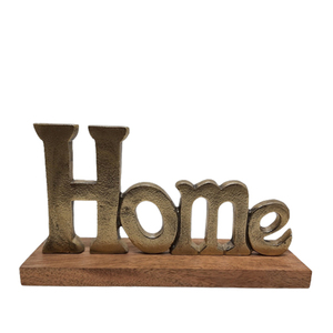 Handmade Decorative Home With Rect. Wooden Base Aluminium and <b>Wood</b> Rough Nickel and Natural <b>Colour</b> Table Decoration - Product Image 2