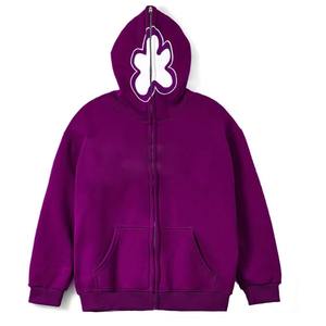 100% coton hommes hiver cagoule à capuche Double capuche Design avec fermeture à glissière Protection contre le froid Technique brodée - Product Image 1