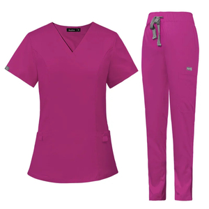 Ensembles de vente en gros d'uniformes médicaux de pharmacien médical de soins infirmiers élégants avec LOGO personnalisé ensembles d'uniformes de gommage à col montant et à manches courtes - Product Image 5