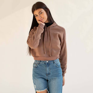 Sudadera con capucha corta personalizada para mujer, sudaderas informales y sudaderas, Jersey recortado, Sudadera con capucha de gran tamaño para mujer, diseño con servicio OEM - Product Image 3