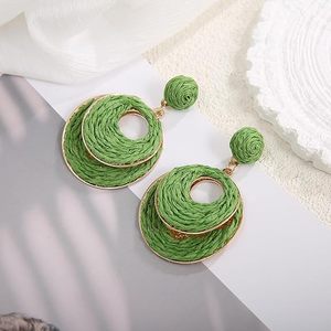 Pendientes de Aro de Mimbre de Paja Hechos a Mano para Mujer, Joyería Colgante Bohemia Ligera, Diseño de Envoltura de Paja para Vacaciones en Playa y Verano - Product Image 4