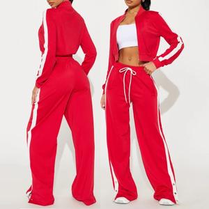 Ensemble deux pièces en tricot crocheté 100% coton écologique, style décontracté élégant pour femmes, veste cardigan à double fermeture éclair, longueur totale - Product Image 5